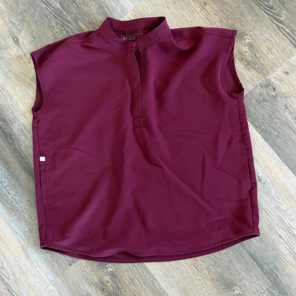 FIGS Rafaela Scrub Top Burgundy